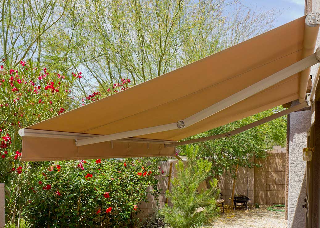 awning in a backyard